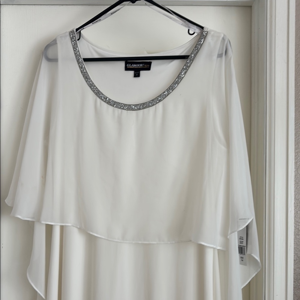 Glamour White Gown with Silver Trim